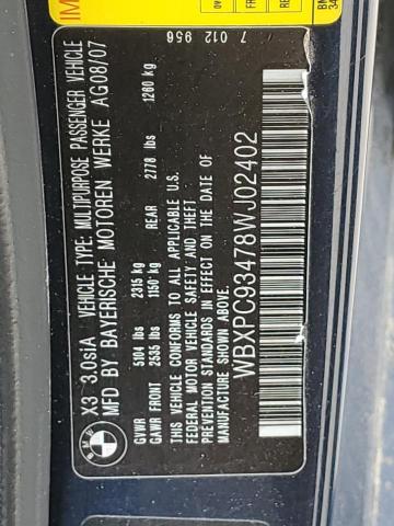 Photo 12 VIN: WBXPC93478WJ02402 - BMW X3 