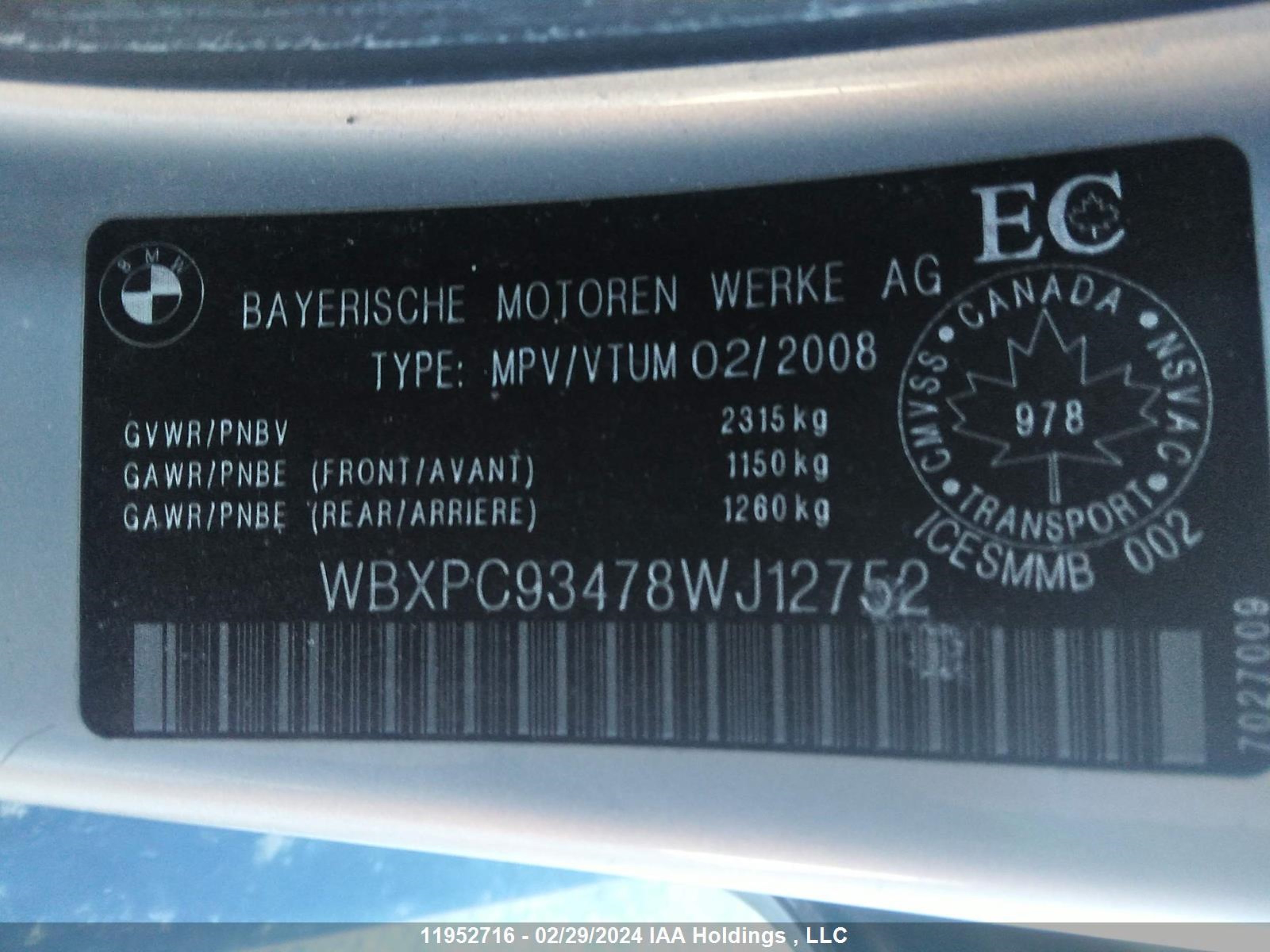 Photo 8 VIN: WBXPC93478WJ12752 - BMW X3 