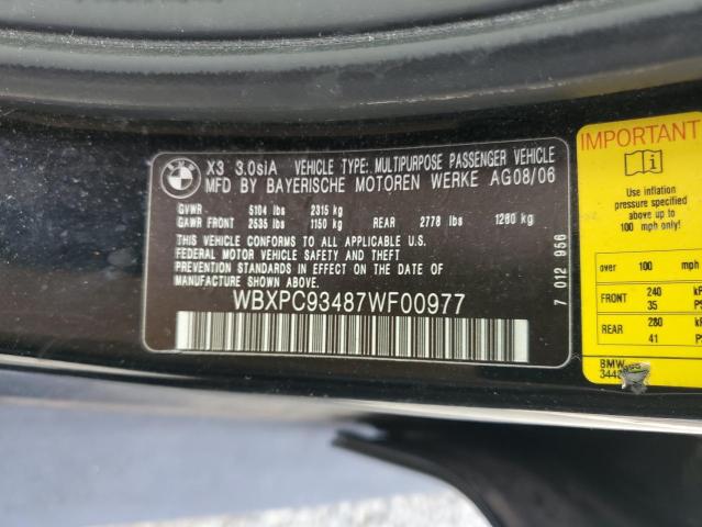 Photo 12 VIN: WBXPC93487WF00977 - BMW X3 3.0SI 