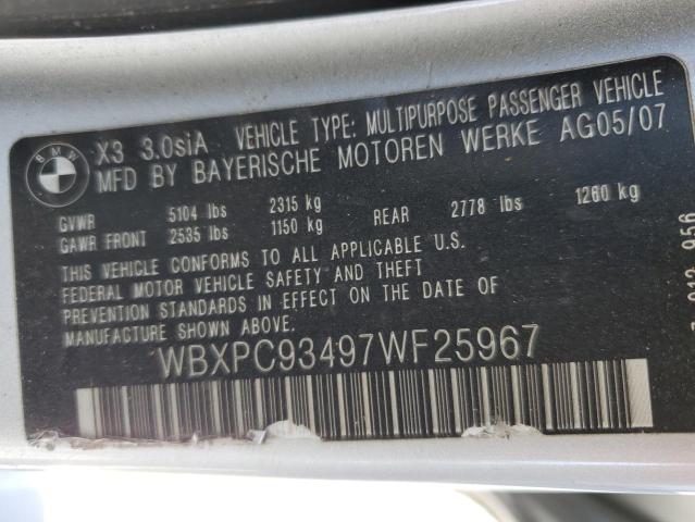 Photo 12 VIN: WBXPC93497WF25967 - BMW X3 3.0SI 