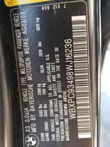 Photo 12 VIN: WBXPC93498WJ16236 - BMW X3 3.0SI 