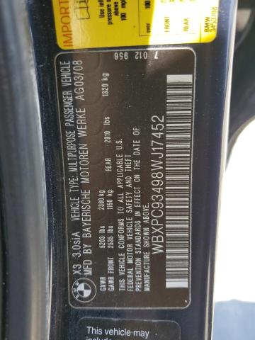 Photo 11 VIN: WBXPC93498WJ17452 - BMW X3 