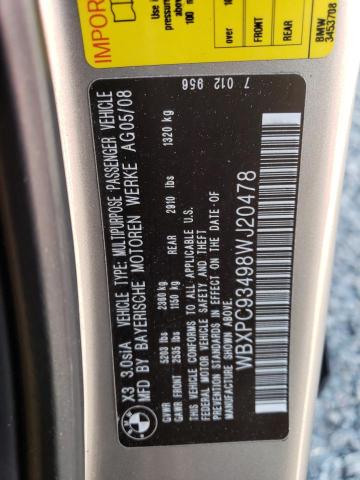 Photo 12 VIN: WBXPC93498WJ20478 - BMW X3 