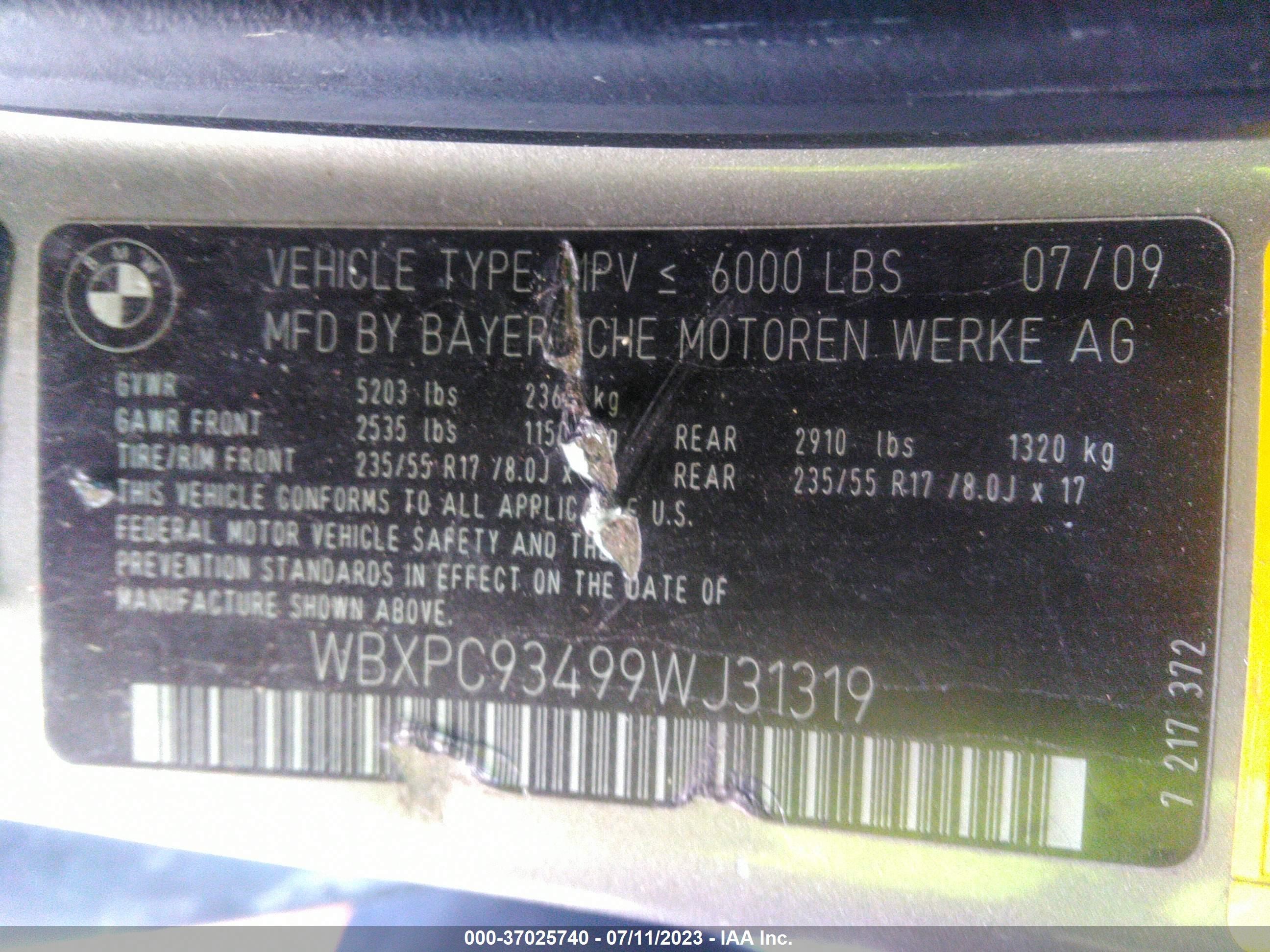 Photo 8 VIN: WBXPC93499WJ31319 - BMW X3 