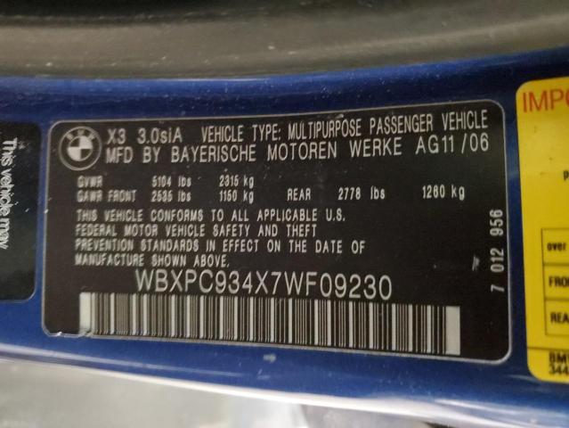 Photo 11 VIN: WBXPC934X7WF09230 - BMW X3 