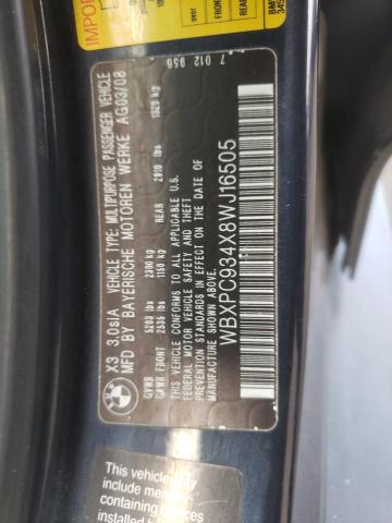 Photo 11 VIN: WBXPC934X8WJ16505 - BMW X3 