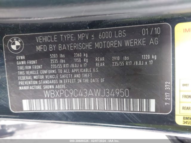 Photo 8 VIN: WBXPC9C43AWJ34950 - BMW X3 