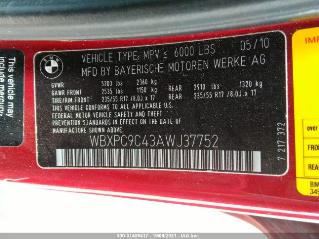 Photo 8 VIN: WBXPC9C43AWJ37752 - BMW X3 