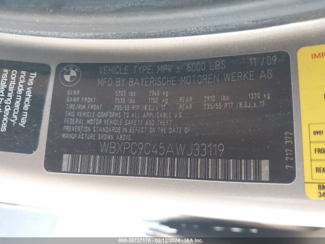 Photo 8 VIN: WBXPC9C45AWJ33119 - BMW X3 