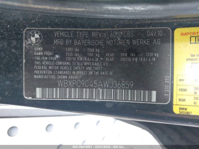 Photo 8 VIN: WBXPC9C45AWJ36859 - BMW X3 