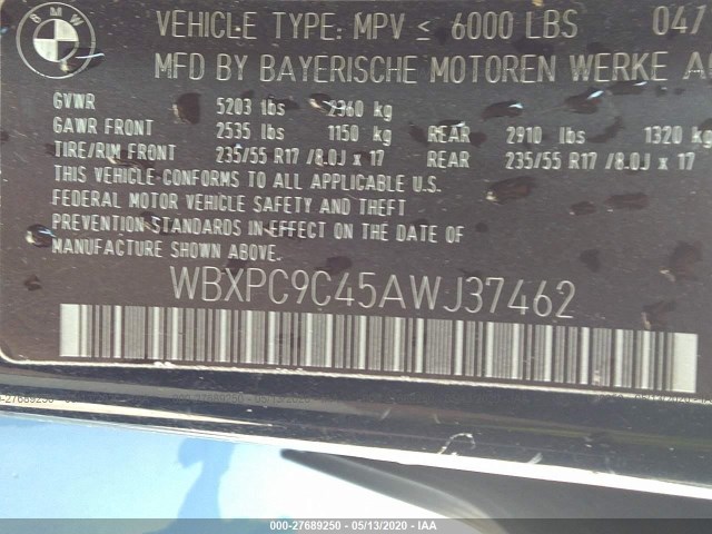 Photo 8 VIN: WBXPC9C45AWJ37462 - BMW X3 