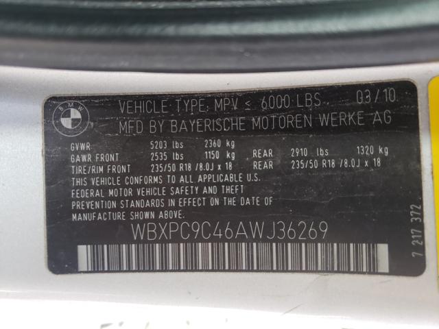 Photo 9 VIN: WBXPC9C46AWJ36269 - BMW X3 XDRIVE3 