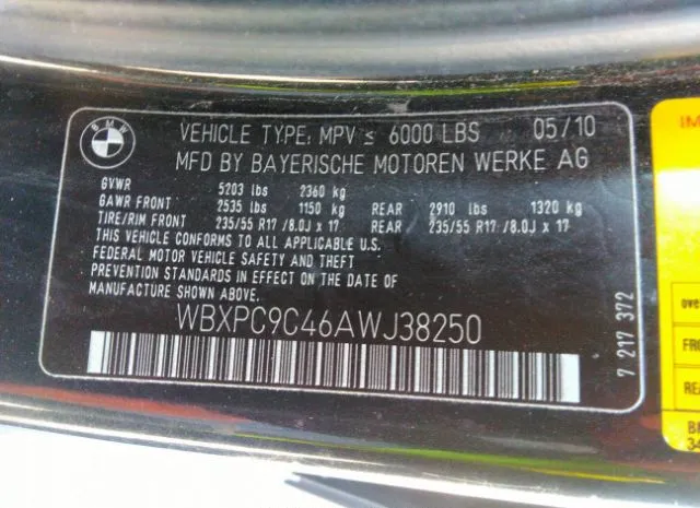 Photo 8 VIN: WBXPC9C46AWJ38250 - BMW X3 