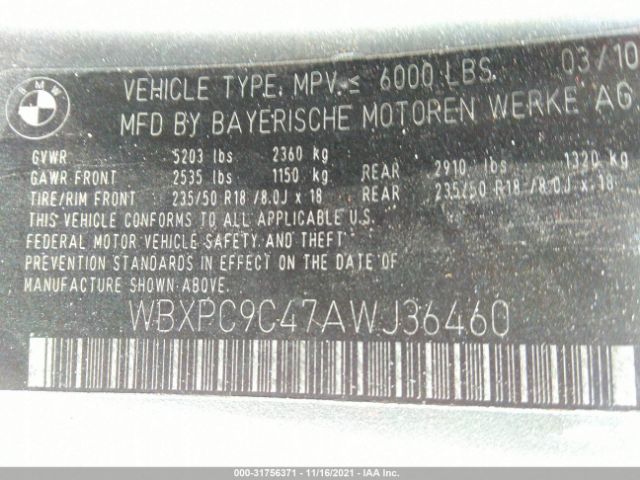 Photo 8 VIN: WBXPC9C47AWJ36460 - BMW X3 