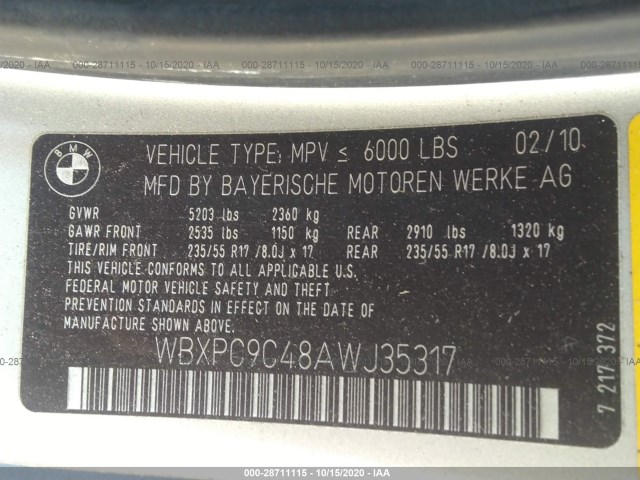 Photo 8 VIN: WBXPC9C48AWJ35317 - BMW X3 