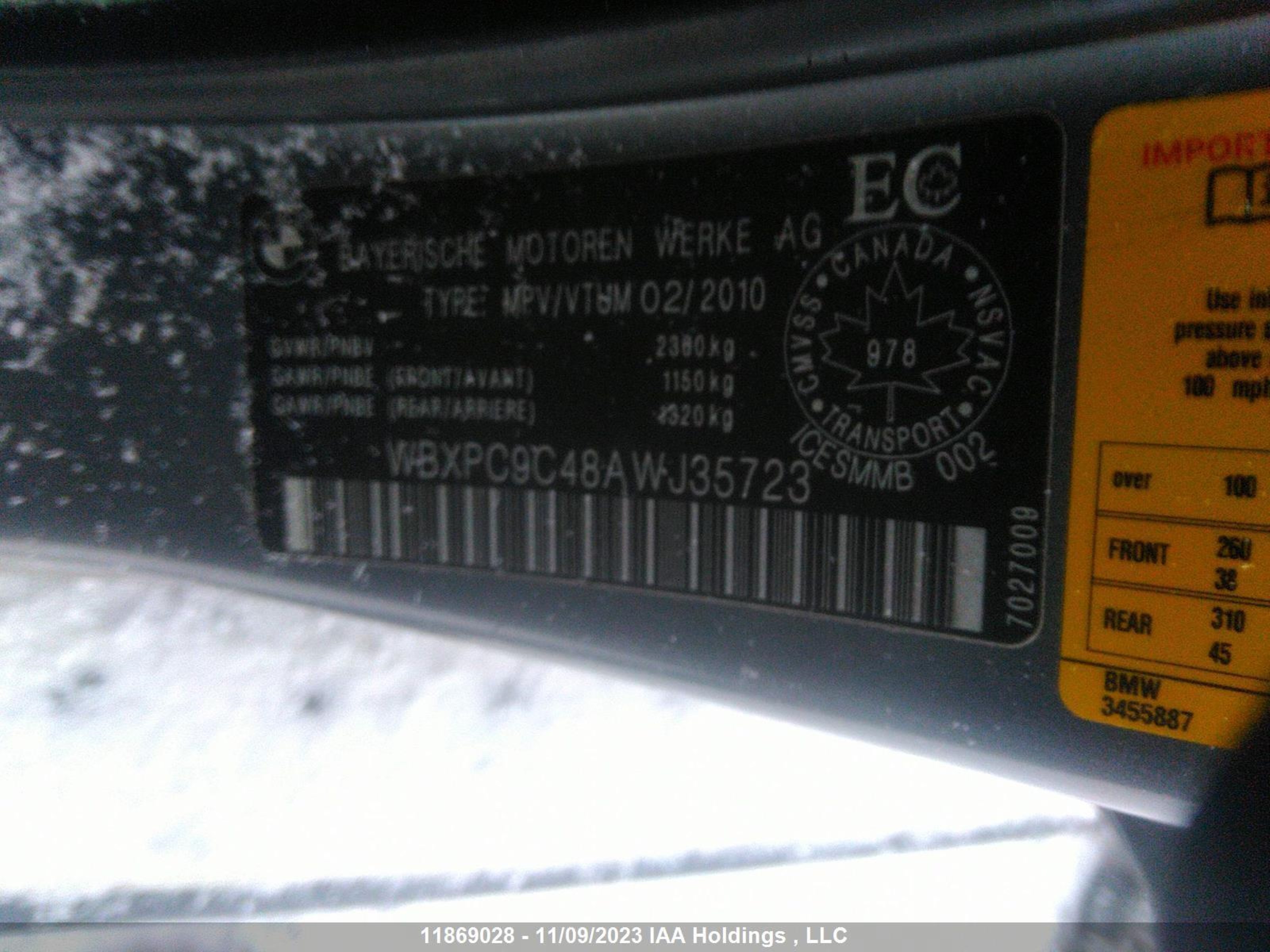 Photo 8 VIN: WBXPC9C48AWJ35723 - BMW X3 