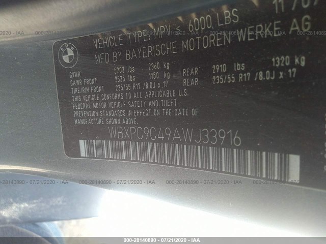 Photo 8 VIN: WBXPC9C49AWJ33916 - BMW X3 