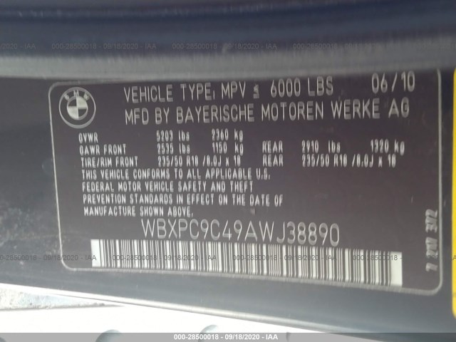 Photo 8 VIN: WBXPC9C49AWJ38890 - BMW X3 