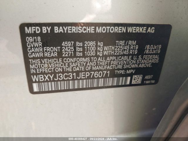 Photo 8 VIN: WBXYJ3C31JEP76071 - BMW X2 