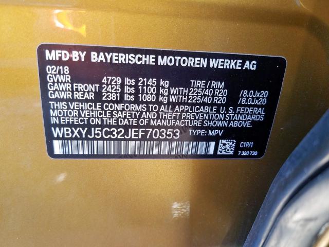 Photo 9 VIN: WBXYJ5C32JEF70353 - BMW X2 XDRIVE2 