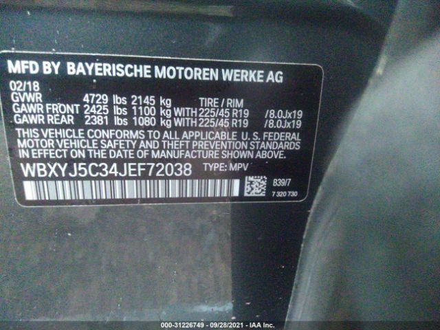 Photo 8 VIN: WBXYJ5C34JEF72038 - BMW X2 