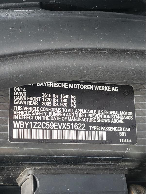 Photo 9 VIN: WBY1Z2C59EVX51622 - BMW I3 