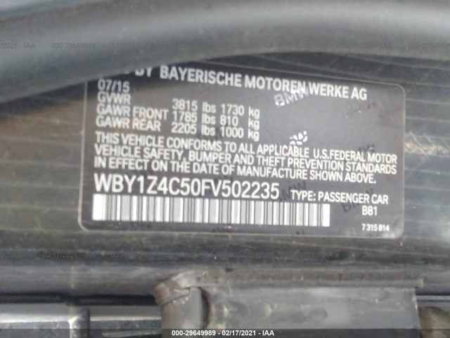 Photo 8 VIN: WBY1Z4C50FV502235 - BMW I3 