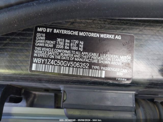 Photo 8 VIN: WBY1Z4C50GV506352 - BMW I3 