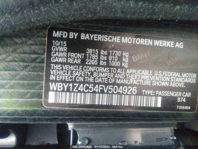 Photo 8 VIN: WBY1Z4C54FV504926 - BMW I3 