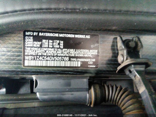 Photo 8 VIN: WBY1Z4C54GV505768 - BMW I3 