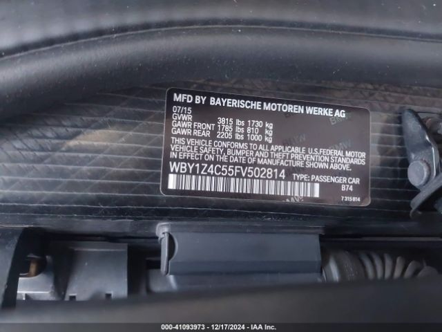 Photo 8 VIN: WBY1Z4C55FV502814 - BMW I3 