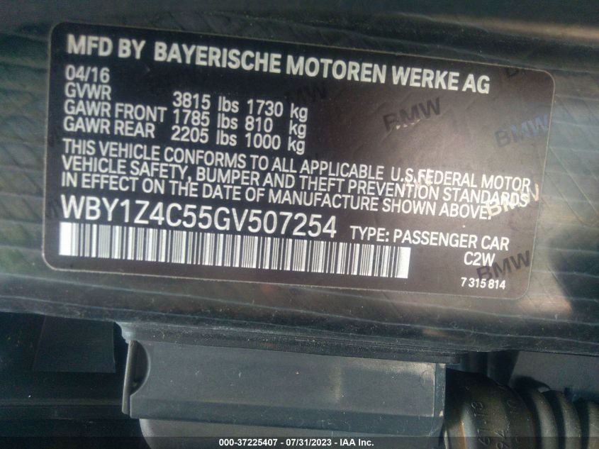 Photo 8 VIN: WBY1Z4C55GV507254 - BMW I3 