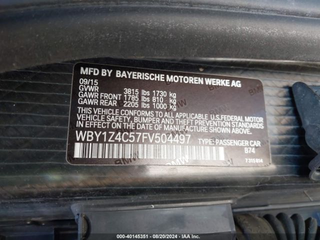 Photo 8 VIN: WBY1Z4C57FV504497 - BMW I3 