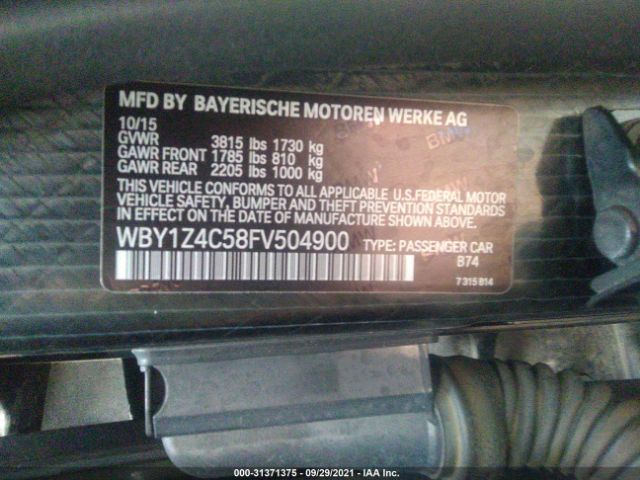 Photo 8 VIN: WBY1Z4C58FV504900 - BMW I3 