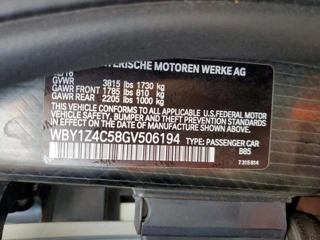 Photo 11 VIN: WBY1Z4C58GV506194 - BMW I3 REX 