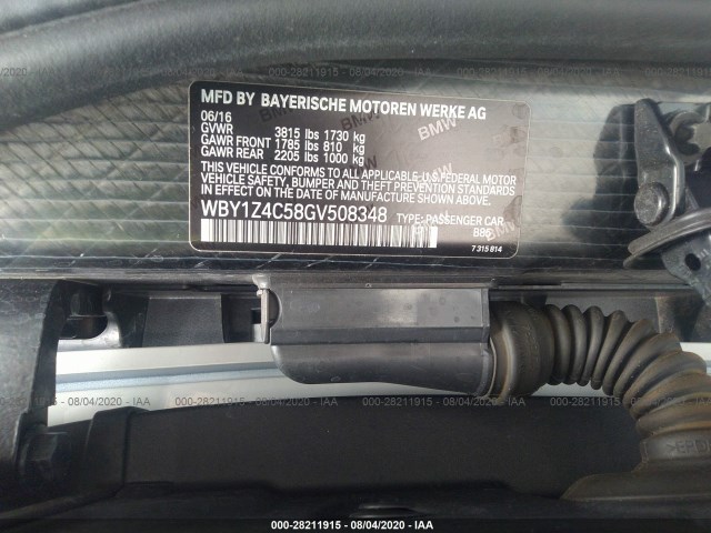 Photo 8 VIN: WBY1Z4C58GV508348 - BMW I3 