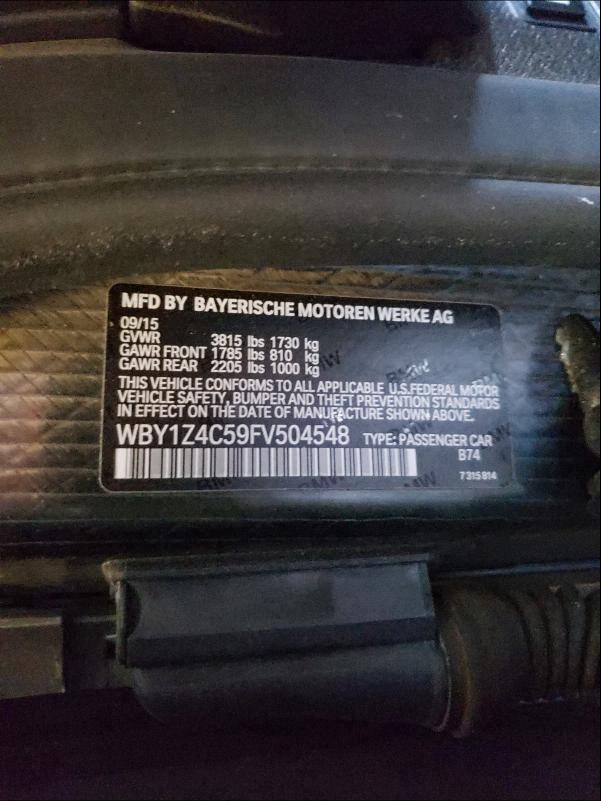 Photo 9 VIN: WBY1Z4C59FV504548 - BMW I3 REX 