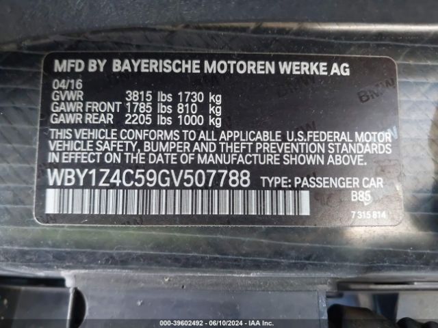 Photo 8 VIN: WBY1Z4C59GV507788 - BMW I3 