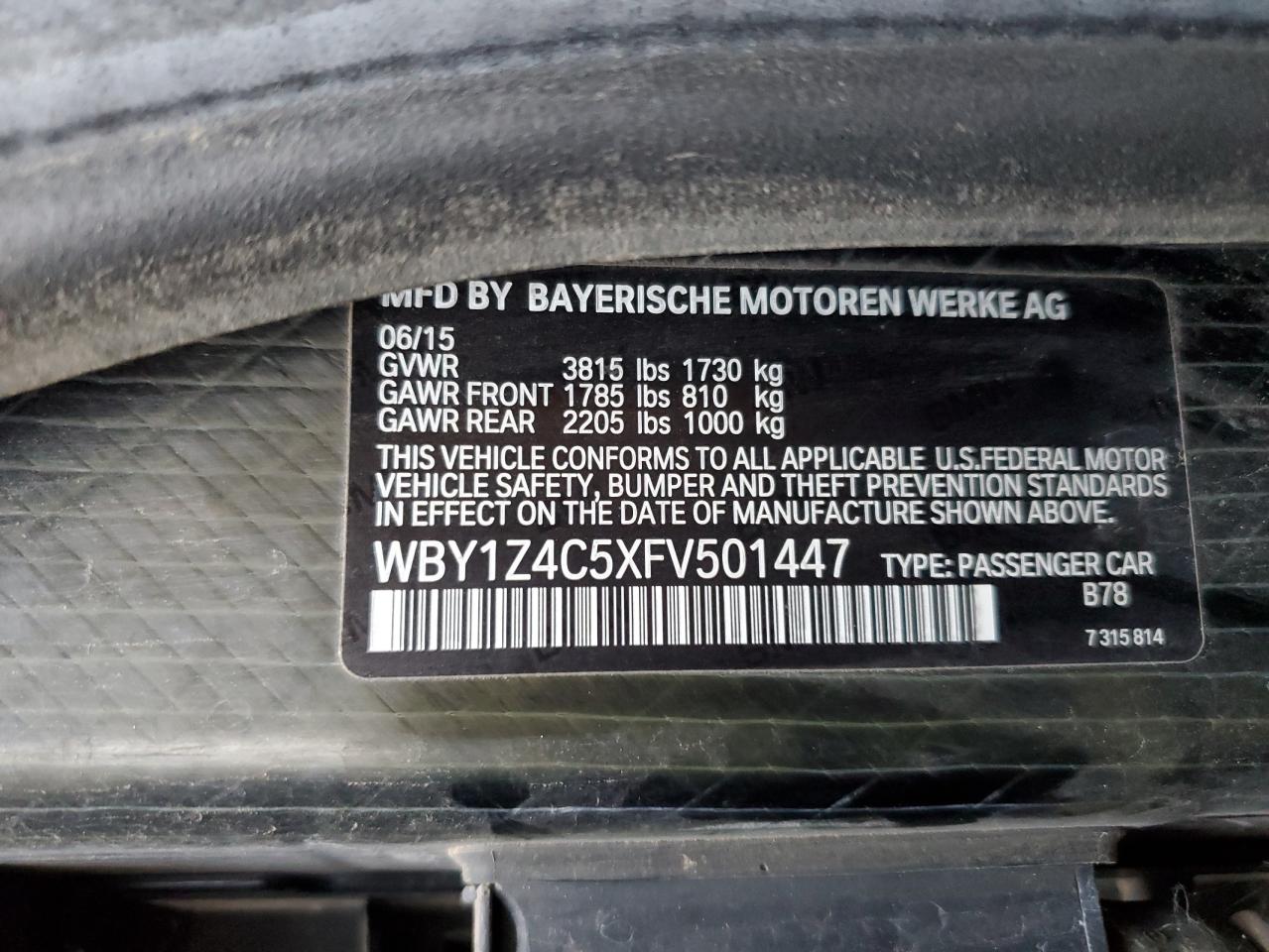 Photo 11 VIN: WBY1Z4C5XFV501447 - BMW I3 