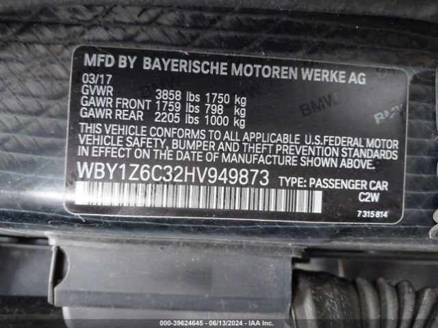 Photo 8 VIN: WBY1Z6C32HV949873 - BMW I3 