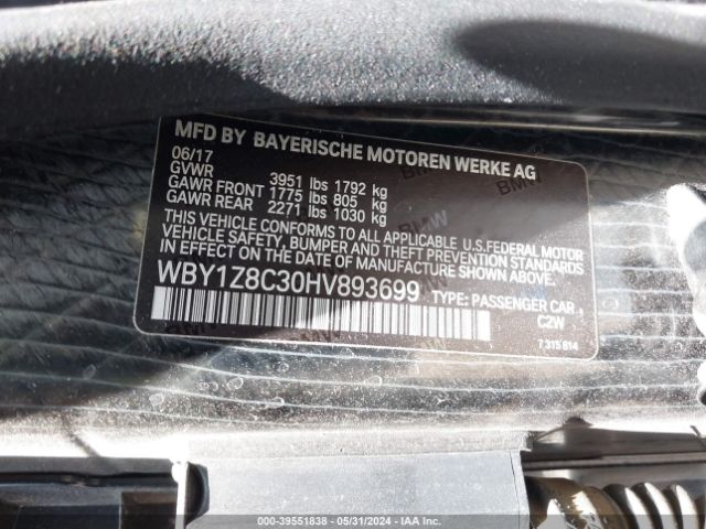 Photo 8 VIN: WBY1Z8C30HV893699 - BMW I3 