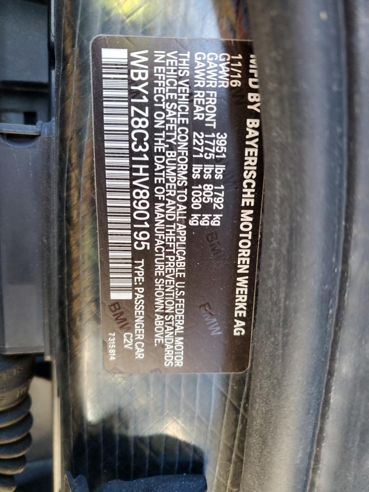 Photo 11 VIN: WBY1Z8C31HV890195 - BMW I3 