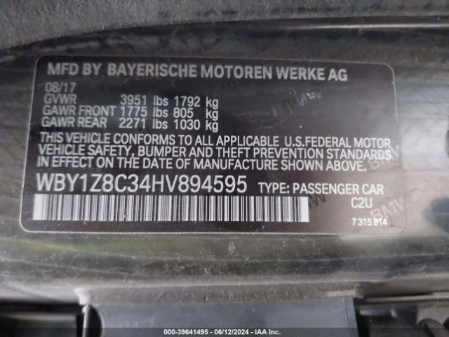 Photo 8 VIN: WBY1Z8C34HV894595 - BMW I3 