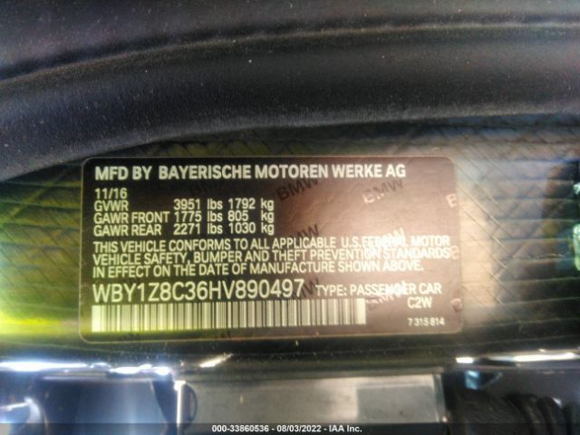 Photo 8 VIN: WBY1Z8C36HV890497 - BMW I3 