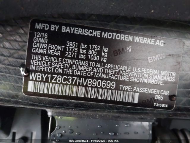 Photo 8 VIN: WBY1Z8C37HV890699 - BMW I3 