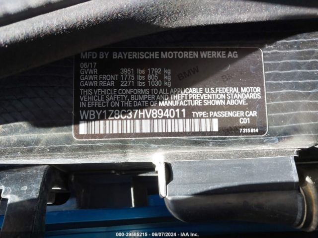 Photo 8 VIN: WBY1Z8C37HV894011 - BMW I3 