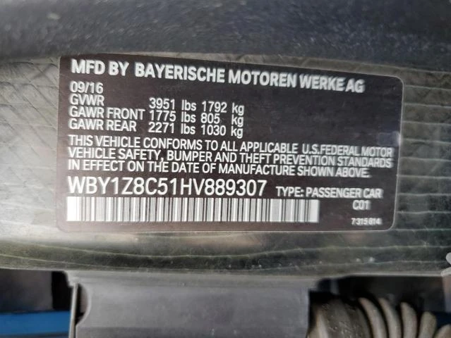 Photo 11 VIN: WBY1Z8C51HV889307 - BMW I3 REX 