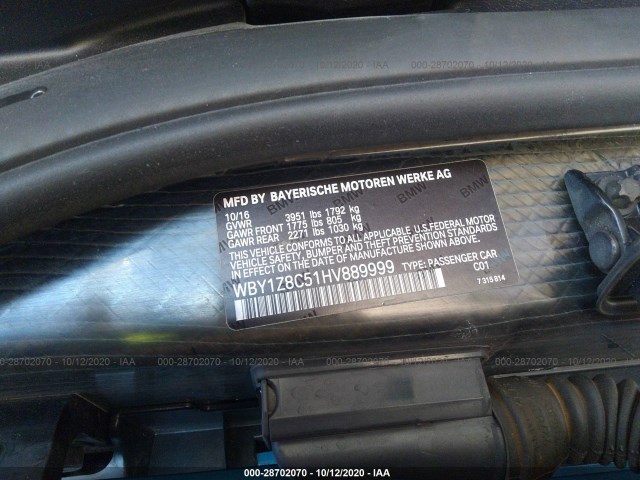 Photo 8 VIN: WBY1Z8C51HV889999 - BMW I3 