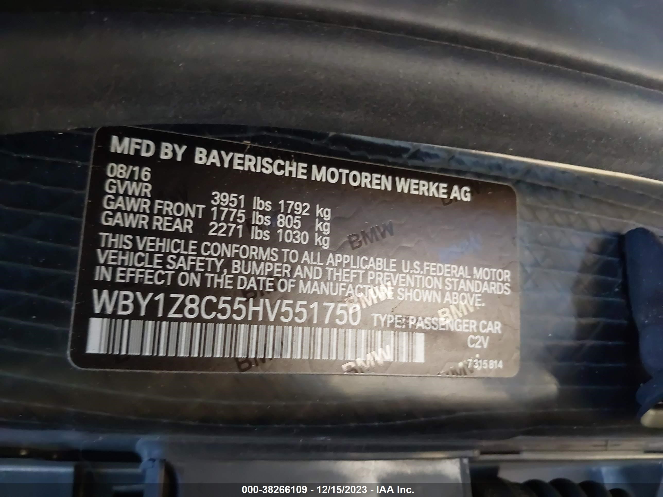 Photo 8 VIN: WBY1Z8C55HV551750 - BMW I3 