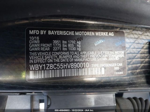 Photo 8 VIN: WBY1Z8C55HV890010 - BMW I3 